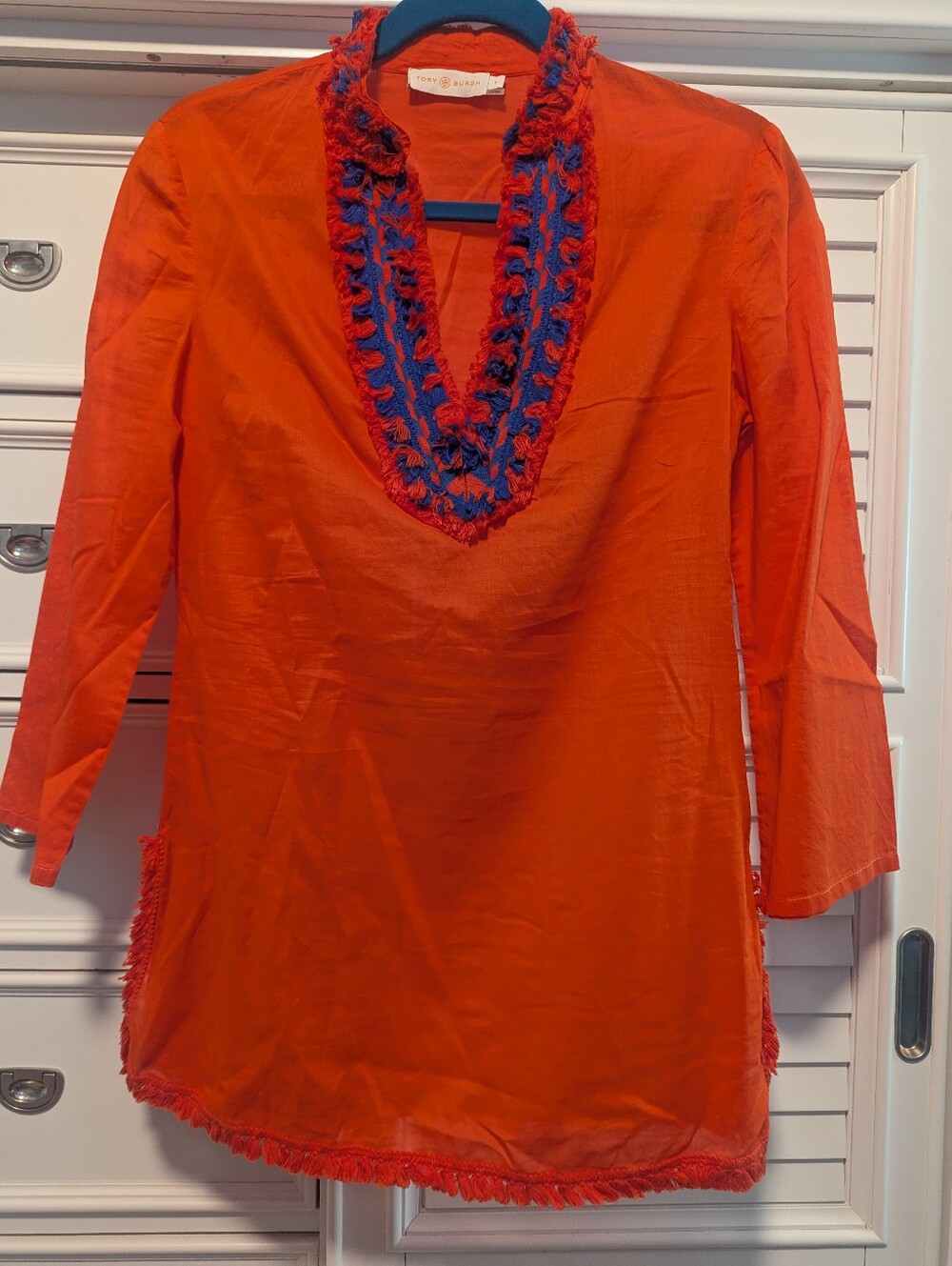 Tory Burch Tunic Samba Fringe sz 4 retail $275  100% cotton